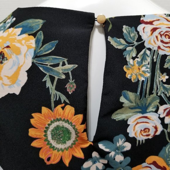 Ava & Viv top X 14W floral print ruffle long sleeve keyhole closure feminine - Picture 7 of 14